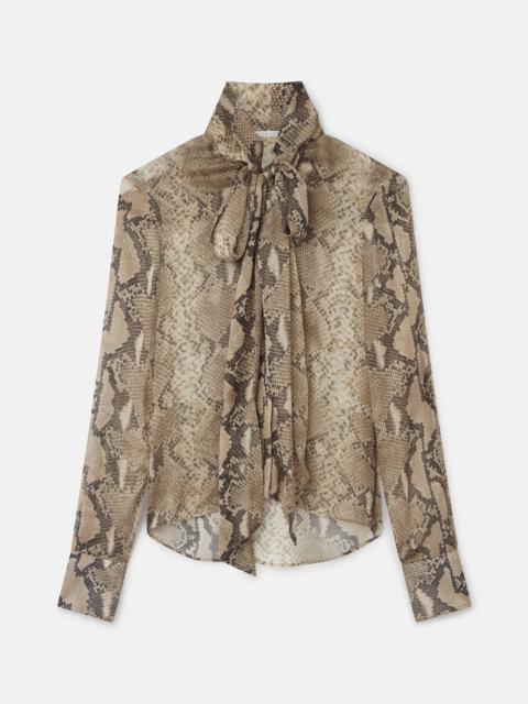 Python Print Silk Chiffon Pussybow Shirt