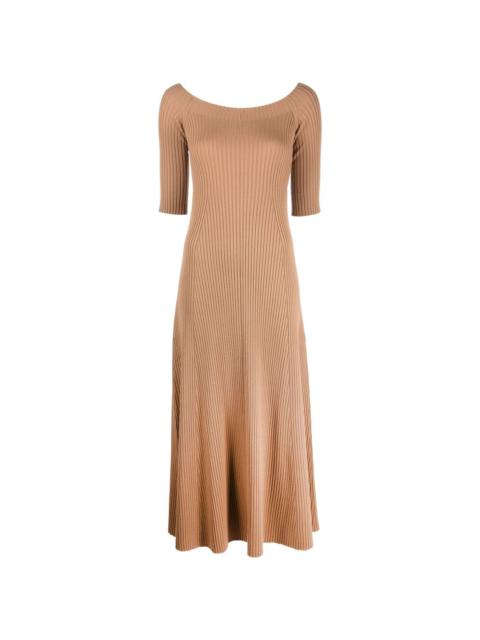 ribbed-knit boat neck dress