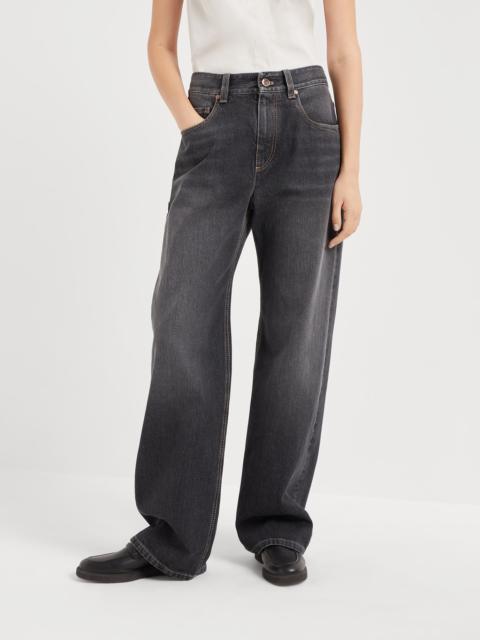 Brunello Cucinelli Authentic denim loose trousers with shiny tab