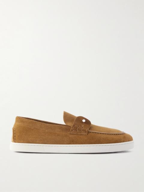 Christian Louboutin Embellished Suede Boat Shoes