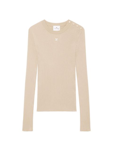logo-embroidered ribbed jumper