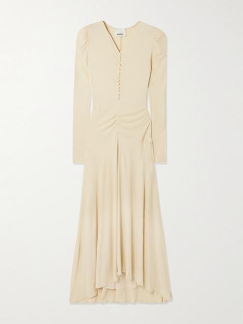 Isabel Marant Nejma Asymmetric Gathered Stretch-jersey Midi Dress