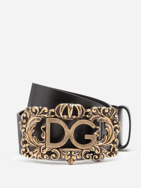 Dolce & Gabbana Leather belt with DG frame