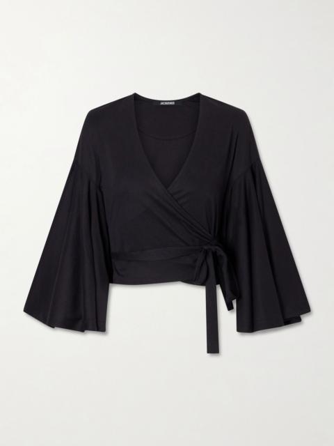 JACQUEMUS The Ventadou paper-blend wrap top Black