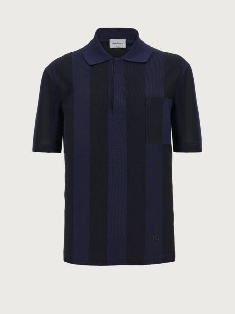 FERRAGAMO DUAL TONE STRIPED POLO