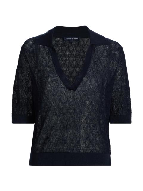 VERONICA BEARD Women's Issa Linen-Blend Polo Sweater - Navy