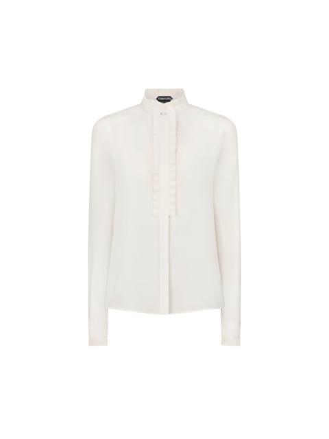 SILK CREPE DE CHINE SHIRT WITH PLISSE DETAILS