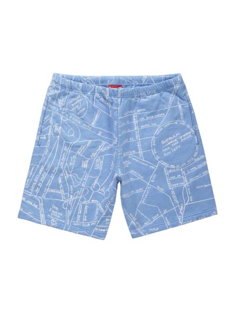 Supreme Supreme Gonz Embroidered Map Sweatshort Columbia Blue