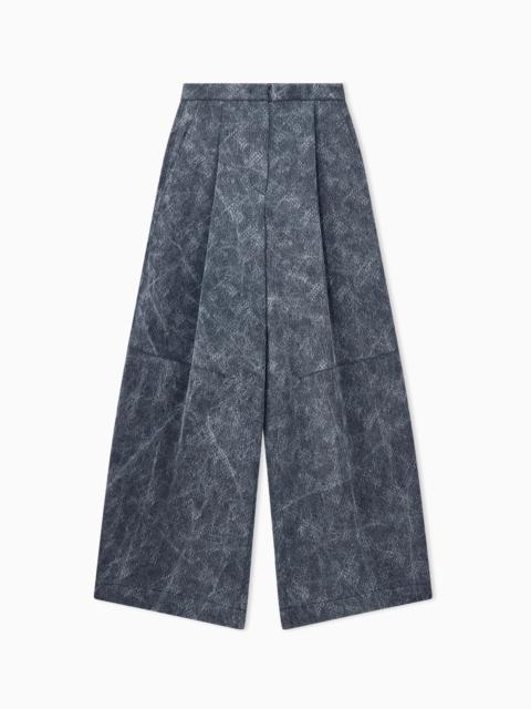 GIORGIO ARMANI HIGH-WAISTED PANTS IN GEOMETRIC JACQUARD VISCOSE