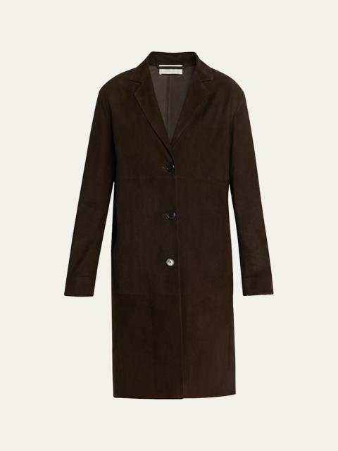 The Row Babilonia Suede Belted Single-Breasted Coat