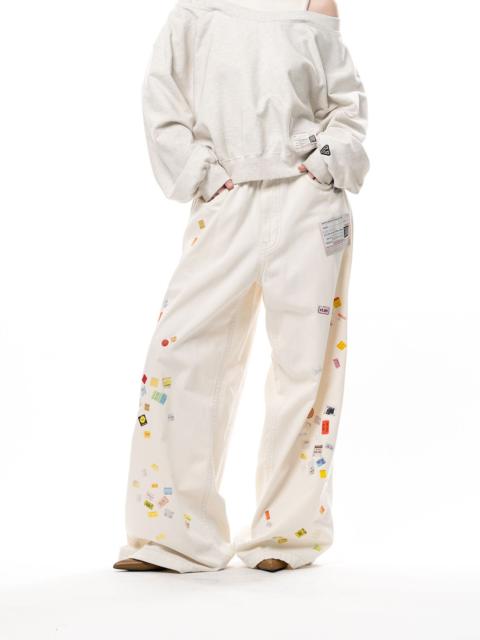 Maison MIHARAYASUHIRO Price Tag Sticker Printed Wide Denim Pants