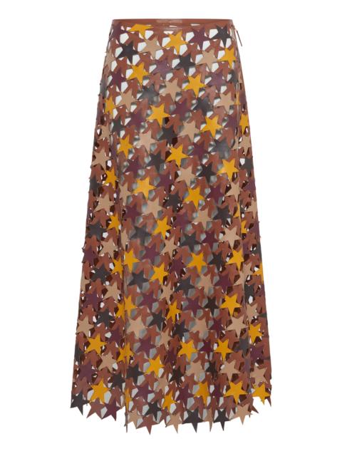 GABRIELA HEARST Lirael Patchwork Stars Midi Skirt in Multi Nappa Leather