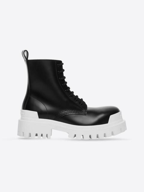 BALENCIAGA Men's Strike Lace-up Boot in Black/white
