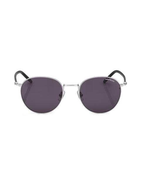Montblanc ROUND SUNGLASSES WITH SILVER-COLORED METAL FRAME