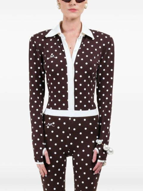 ROWEN ROSE polka-dots long-sleeves polo