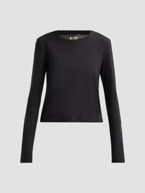 L'AGENCE Women's Leanne Long-Sleeve Crewneck T-Shirt - Black