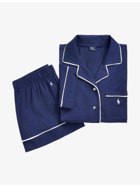 Polo Ralph Lauren Piped-Trim Short-Sleeved Cotton-Blend Pyjama Set
