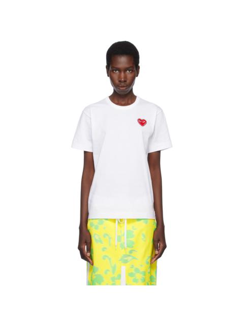 Comme des Garçons PLAY White Rhinestone Emblem Red Heart T-shirt