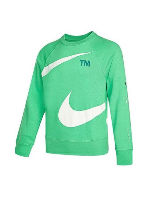 Men's Nike Swoosh Ft Crew Large Logo Printing Knit Round Neck Pullover Green DD6097-362