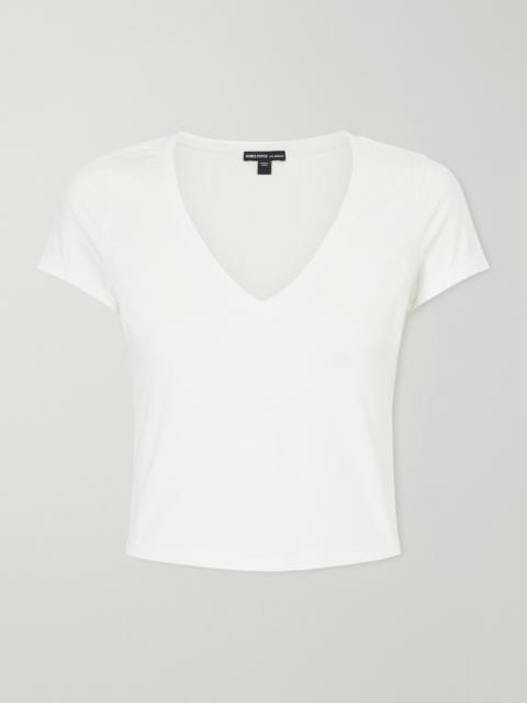 JAMES PERSE Cropped Cotton-blend Jersey T-shirt