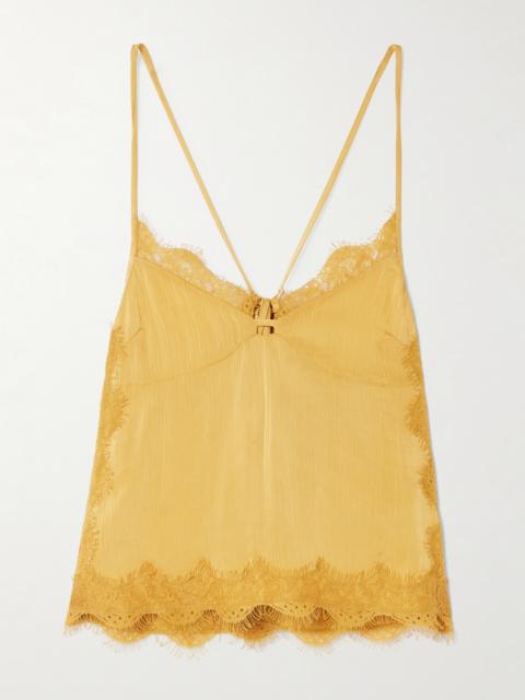 R13 Tie-detailed Lace And Crepon Camisole