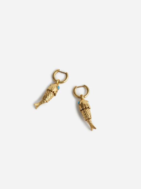Madewell Fish Charm Huggie Hoop Earrings
