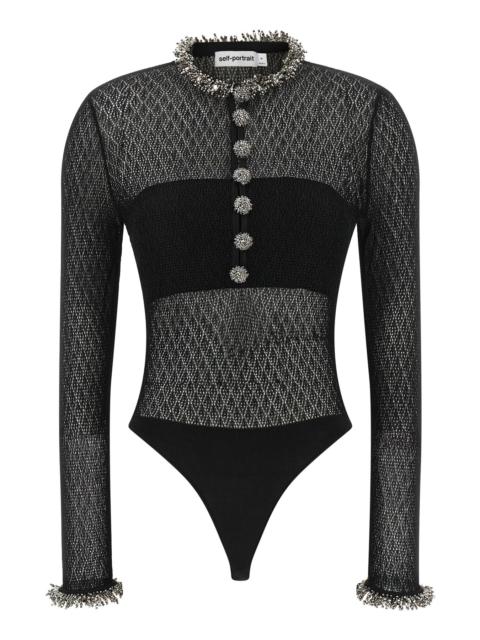 self-portrait Openwork Knitted Bodysuit