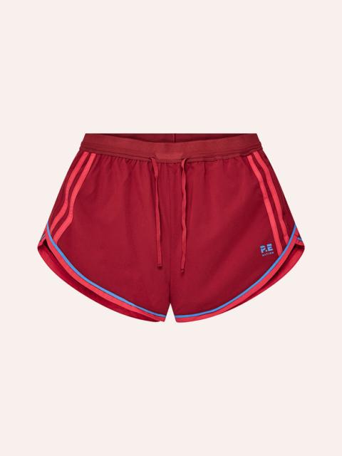 P.E NATION LINEAR SHORT IN CHERRY & PALACE BLUE