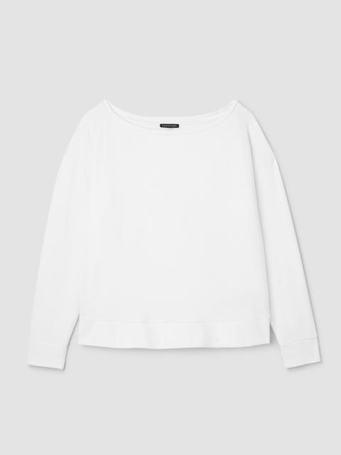 EILEEN FISHER Garment-Dyed Organic Cotton Terry Bateau Neck Top
