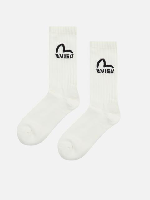 EVISU SEAGULL AND LOGO JACQUARD MID SOCKS