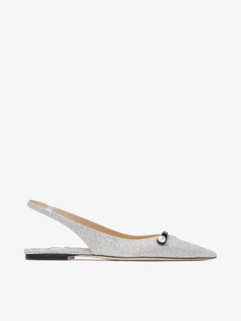 JIMMY CHOO Amita Flat
Black Patent Slingback Flats with Glitter