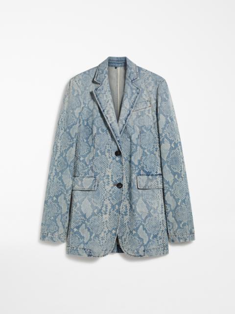 AGUZZE Denim blazer with python print