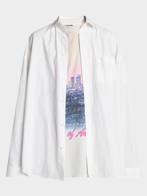 BALENCIAGA Men's Cotton Poplin Point-Collar Sport Shirt