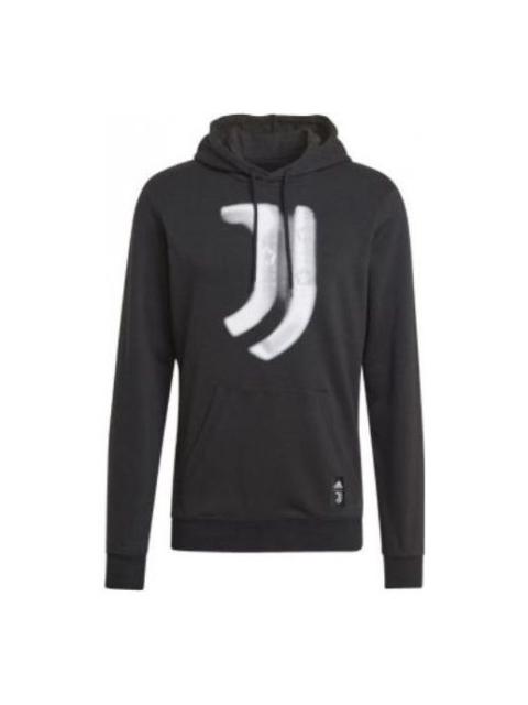 Men's adidas Juventus Pattern Printing Hooded Pullover Long Sleeves Black GR2919