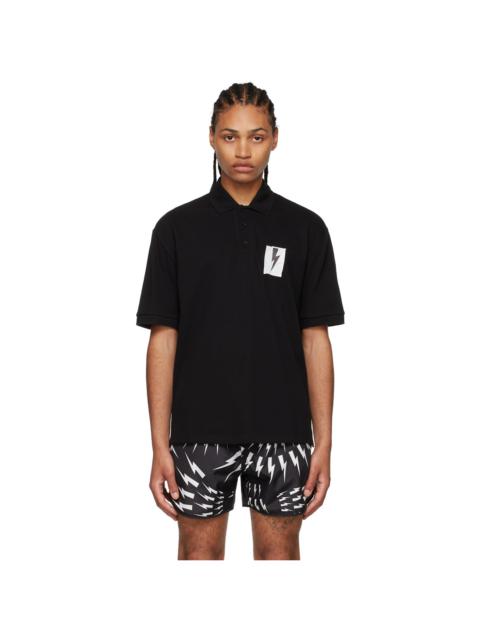 Neil Barrett Black Cotton Polo
