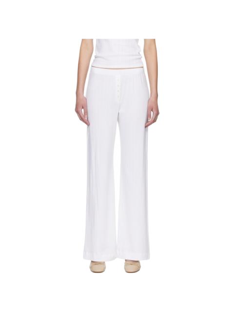 LESET White Pointelle Boxer Lounge Pants
