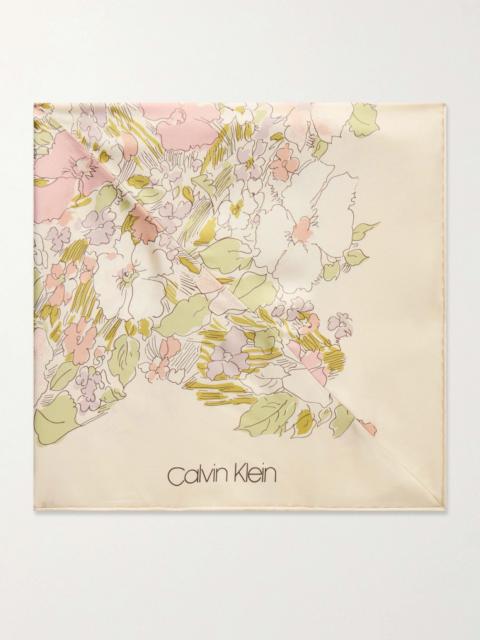 Calvin Klein Collection Lorelai Floral-print Silk-twill Scarf