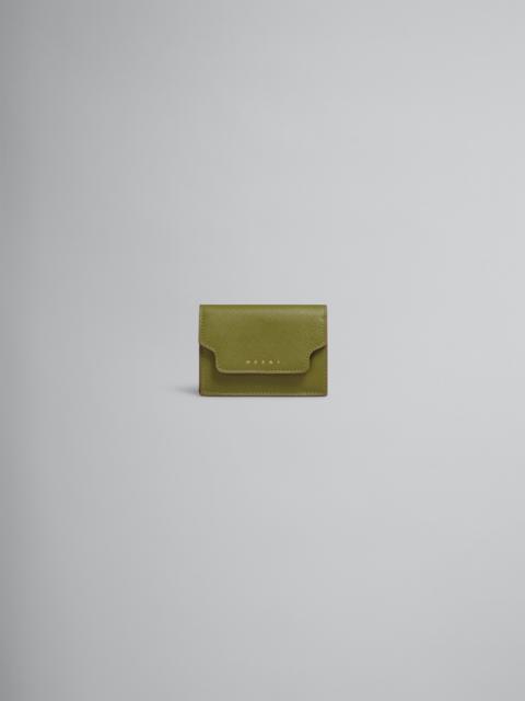 Marni GREEN SAFFIANO LEATHER TRI-FOLD WALLET