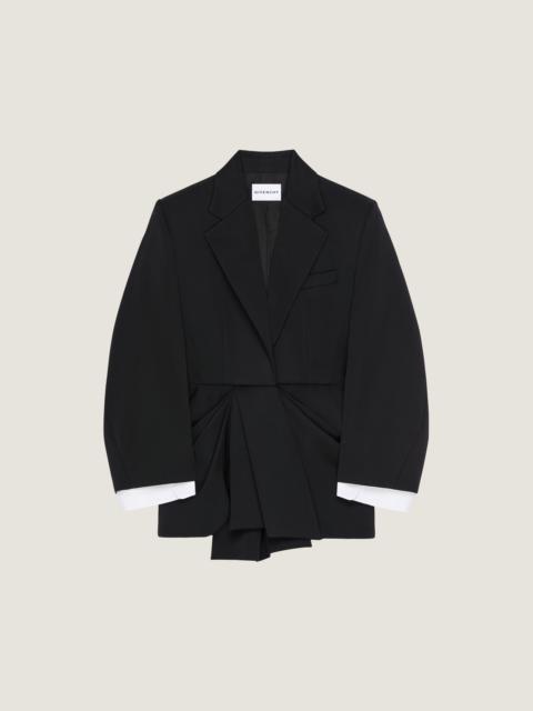 Givenchy SINGLE-BREASTED DRAPED JACKET IN WOOL GRAIN DE POUDRE
