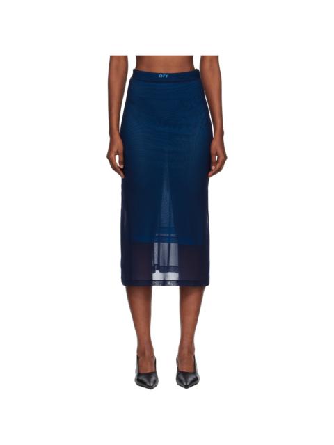 Off-White Navy Mesh Double Layer Midi Skirt