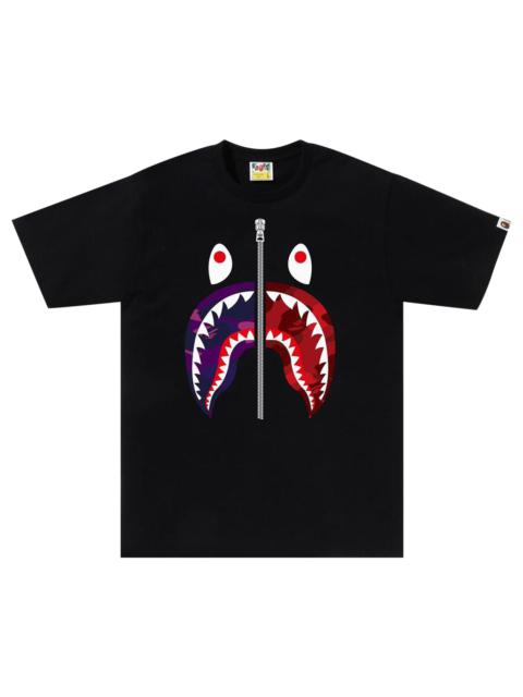 BAPE Color Camo Separate Shark Tee 'Black/Purple'