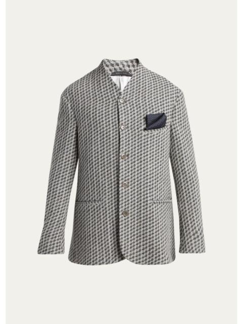 GIORGIO ARMANI Men's Geometric Wool and Cashmere Jacquard Blazer