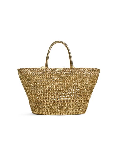 Alaïa LARGE BASKET BAG IN METALLIC RAFFIA
