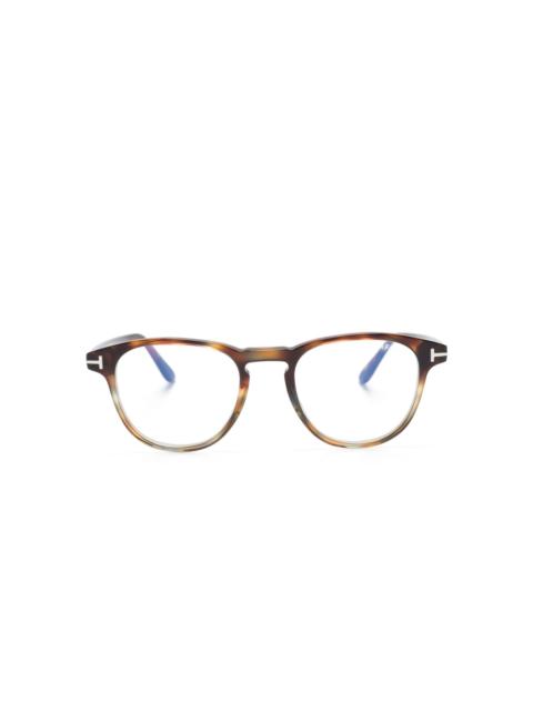 TOM FORD round-frame tortoiseshell-effect glasses