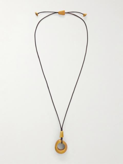 HUNTING SEASON The Circle Pendant Beaded Tagua And Leather Necklace