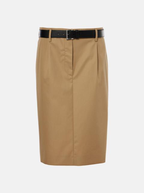 Prada Belted cotton twill pencil skirt