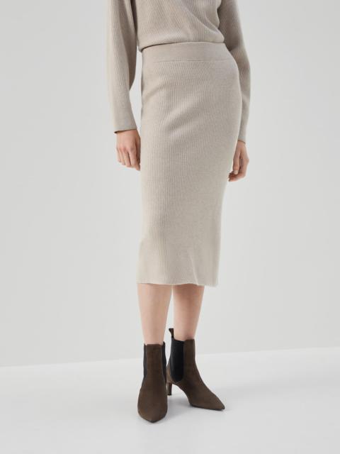 Brunello Cucinelli Virgin wool, cashmere and silk English rib knit skirt