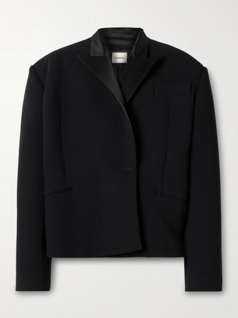 KHAITE Comair Cropped Satin-trimmed Crepe Blazer