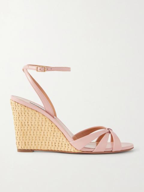 AQUAZZURA Tati 85 Leather And Wicker Wedge Sandals
