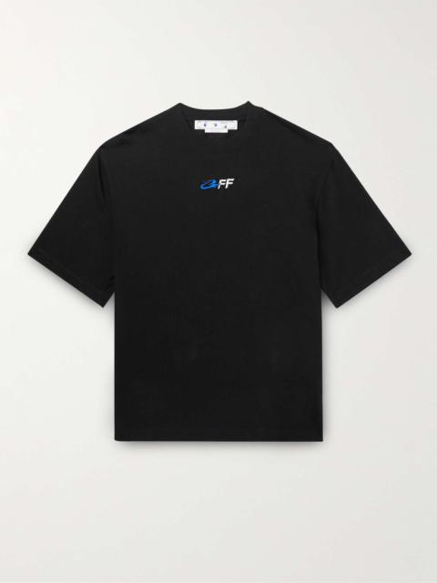 Oversized Logo-Embroidered Printed Cotton-Jersey T-Shirt